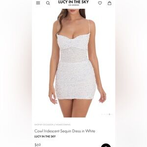 Lucy In The Sky Ivy Cowl Iridescent Sequin Dress in White (small)